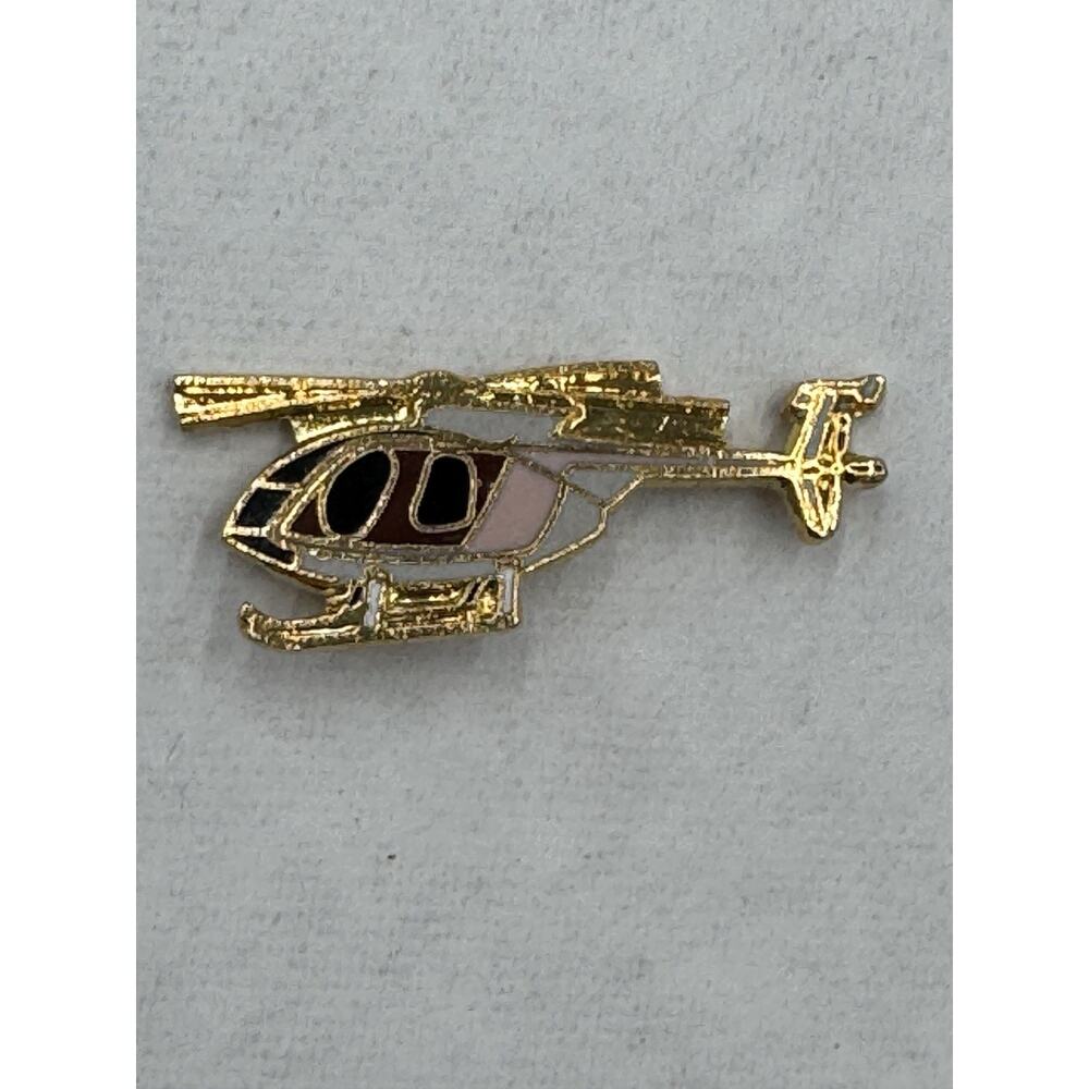 Helicopter Gold Colored Background Lapel Hat Pin